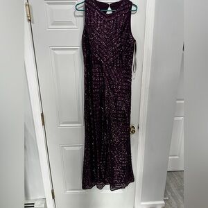 Vintage Purple Sequin Evening Gown
